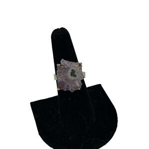 Raw Amethyst Sterling silver adjustable ring